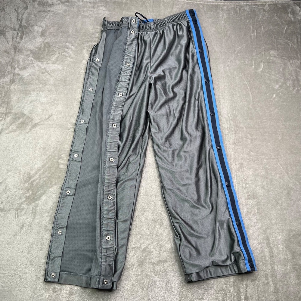 VTG Old Navy Breakaway Track Pants Mens Medium Gray Blue Striped Mesh Lined Gym